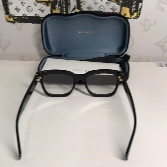 ✨ Luxury New Authentic Gucci GG1138O 001 Black Square Eyeglasses ✨